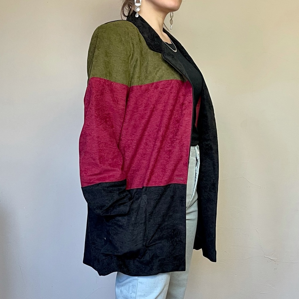 ✨Cute Vintage 80’s Faux Suede Tricolored Blazer✨
